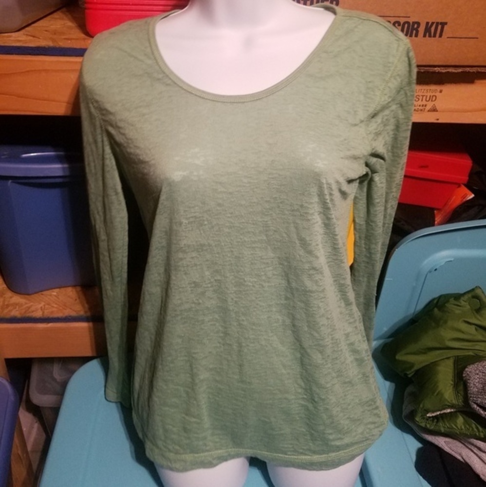 Green Long Sleeve Burn Out Shirt Large Mudd‎